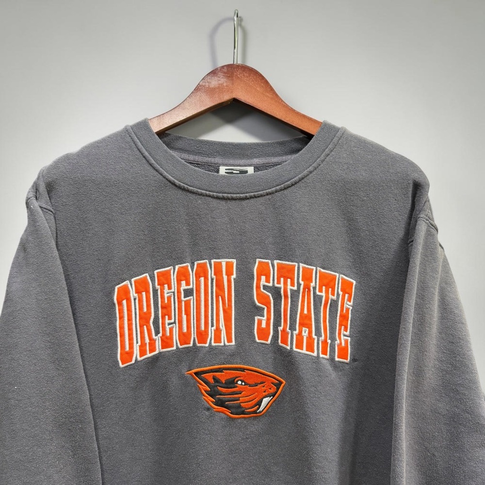 Oregon State Beavers Sweatshirt Mens Large Gray Crewneck Logo Y2K College Sport